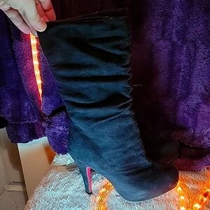 Black Suede tall booties